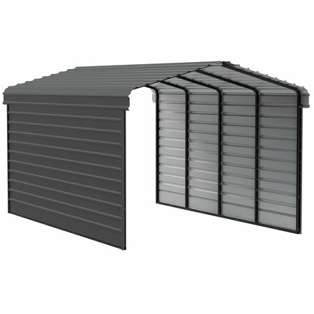 ARROW STORAGE PRODUCTS Galvanized Steel Carport, W/ 2-Sided Enclosure, Compact Car Metal Carport Kit, 12'x20'x9', Charcoal CPHC122009ECL2